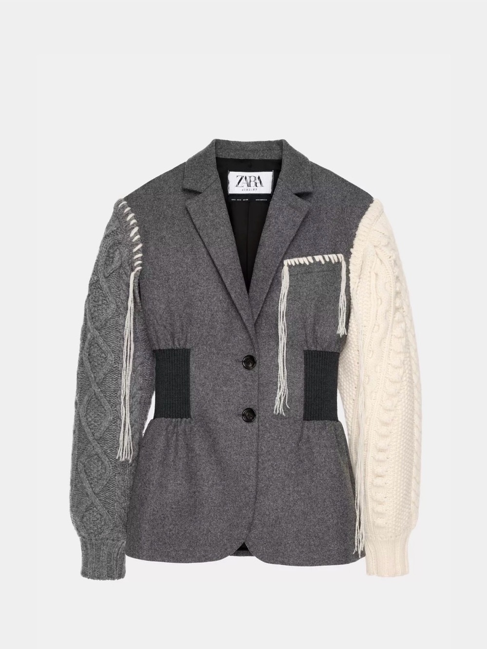 Zara Gray and Cream Cardigan Blazer